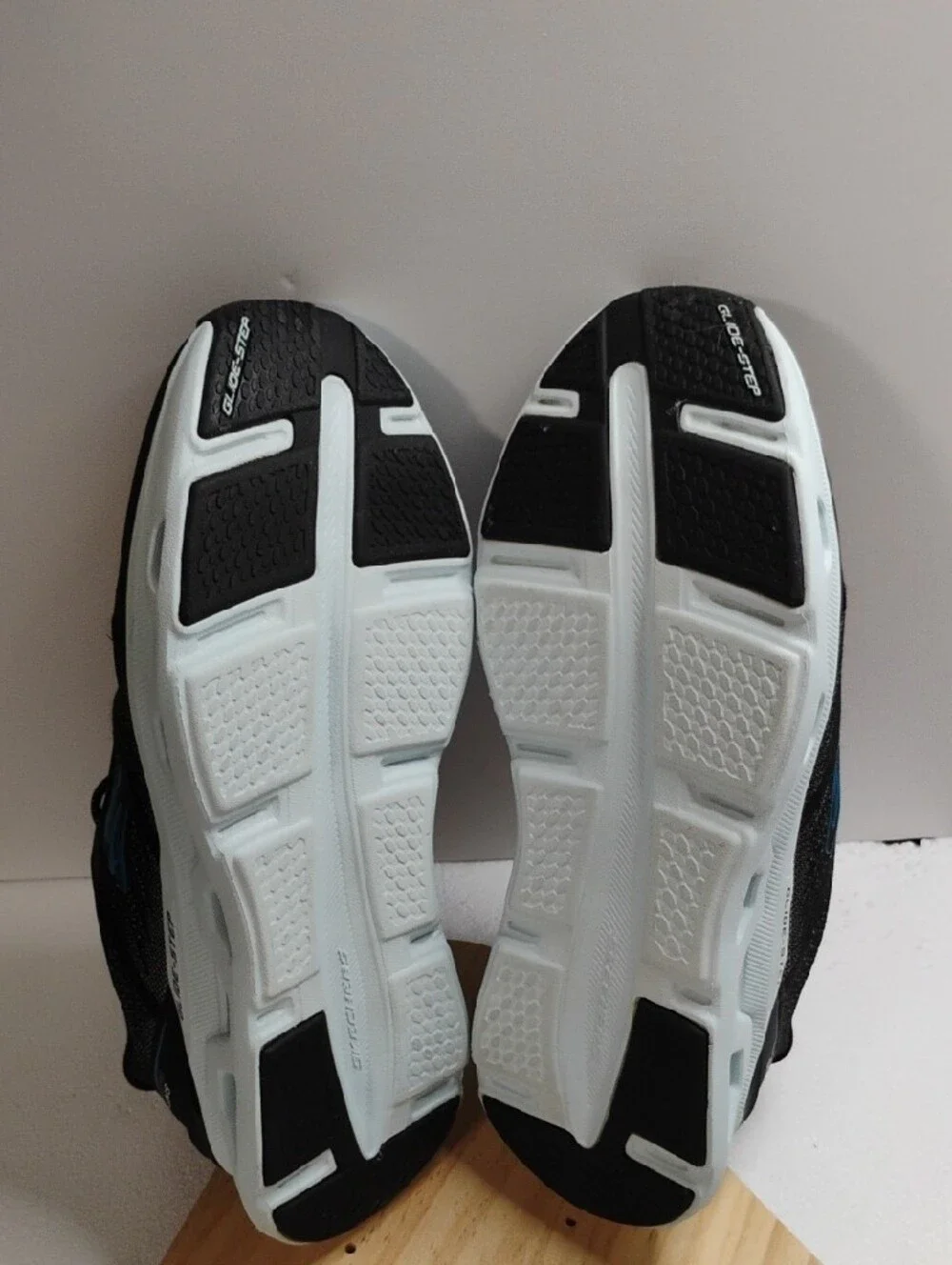 Skechers Men's Black Sneakers with Light Blue Accents